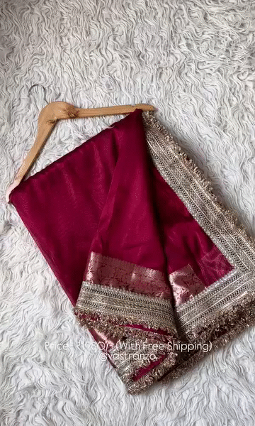 Banarasi Tissue Silk Saree with Heavy Lace & Blouse β Timeless Grace in Every Drape