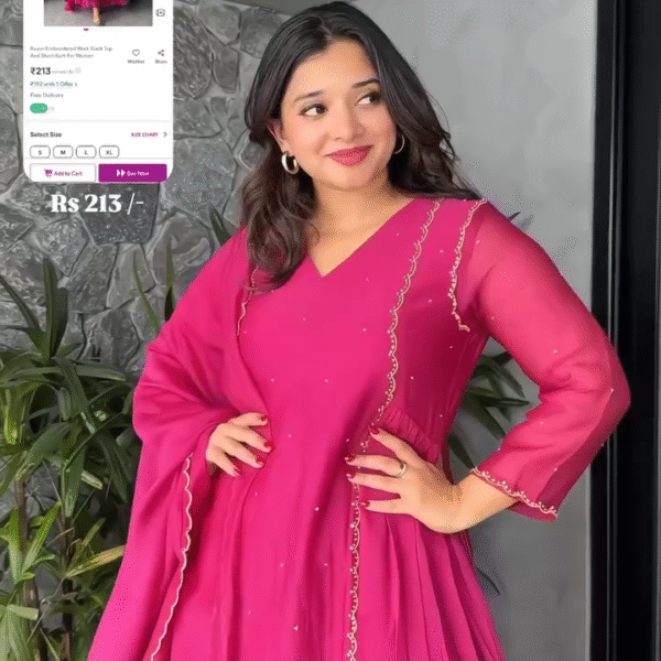 Everyday Elegance: Rayon Embroidered Frock Top & Short Kurti – Just ₹213/-