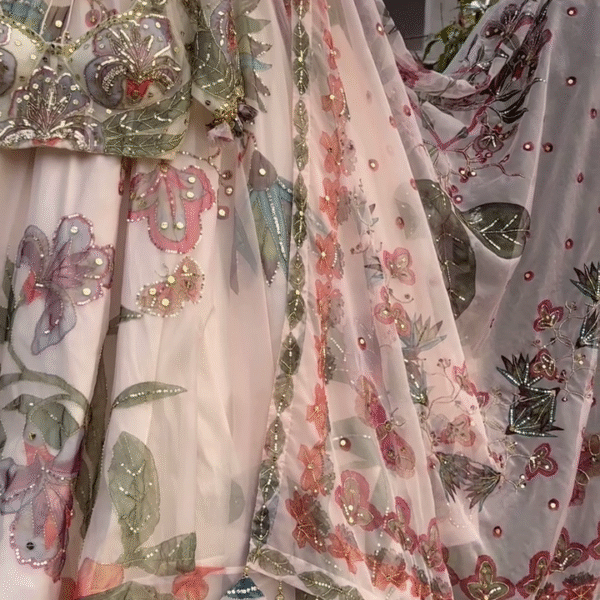 ✨ Digital Printed Organza Bridal Lehenga Choli – A Dreamy Wedding Ensemble ✨