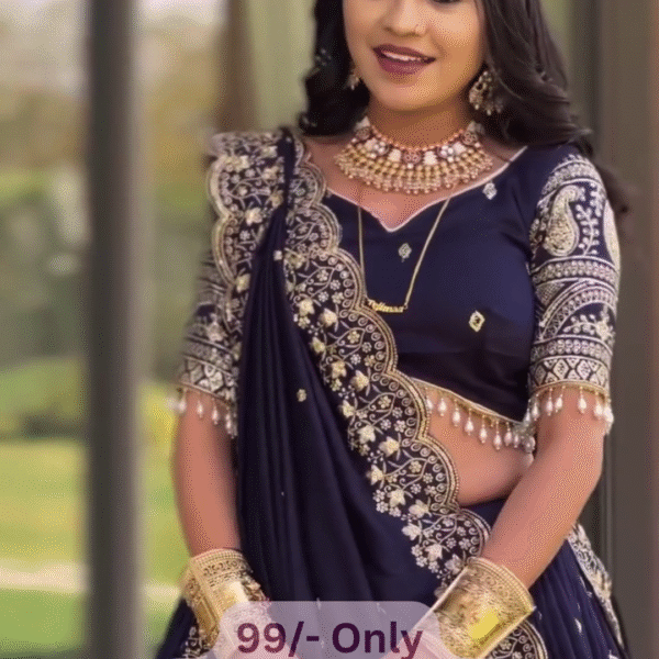 Blue Wedding Wear Heavy Georgette Embroidery Work Lehenga Choli ✨💙