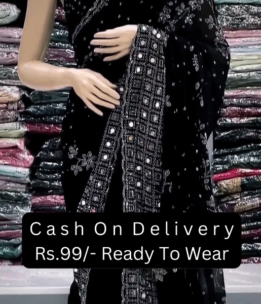 New Stylist Heavy Embroidered Party & Festive Wedding Wear Black Saree For Women