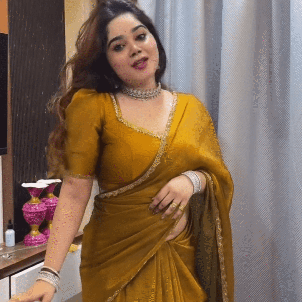 Yellow Georgette Saree With Lace Border And Matching Blouse – Light, Elegant & Festive