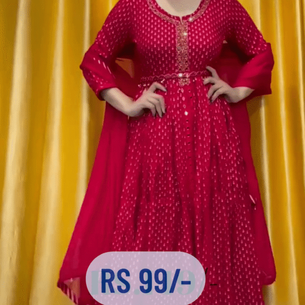 β€οΈWomen Viscose Rayon Marron Sherwani Dupatta Set