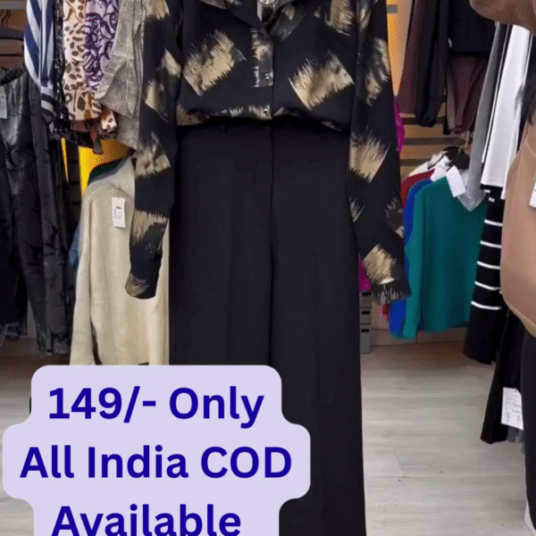 🌟 Stylish Black Printed Shirt & High-Waist Pant Set 👗✨