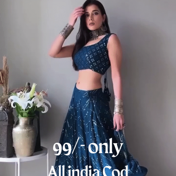 Midnight Blue Mirror-Print Lehenga Choli ๐๐