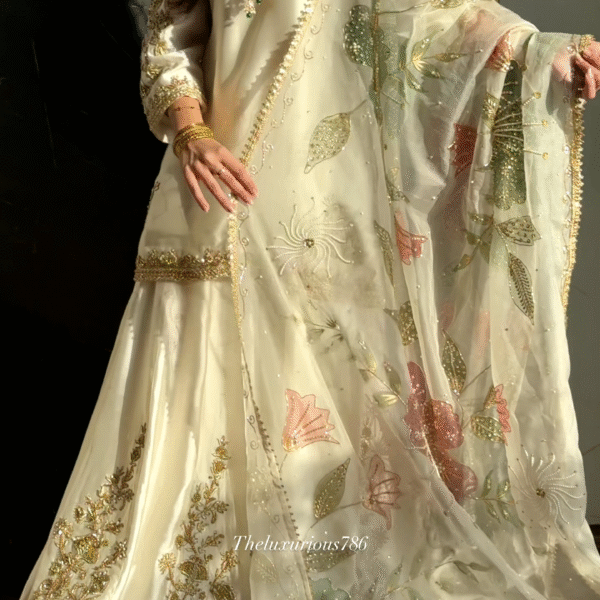 ✨ Royal Ivory Hand-Embroidered Lehenga Set – Elegance Redefined ✨