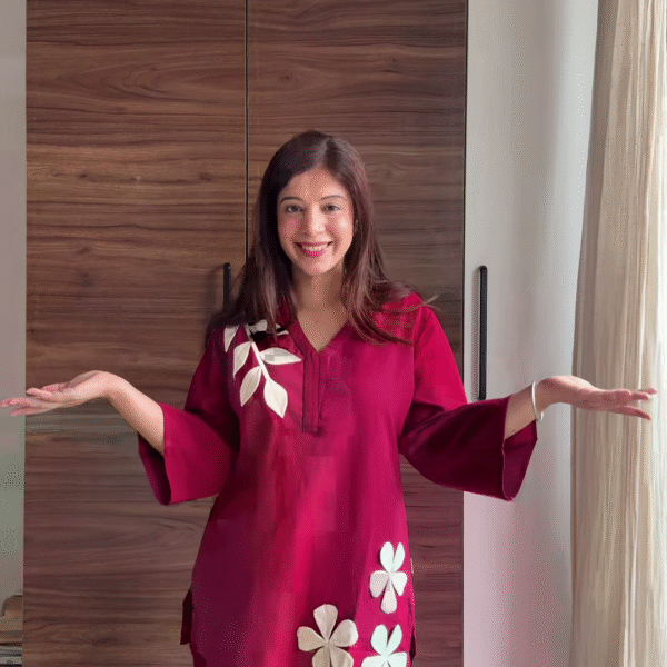 🌺 Elegant Maroon Co-ord Set with White Appliqué Detailing 🌺
