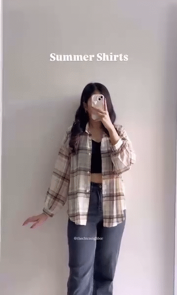 Trendy Plaid Summer Shirt for Women – Casual Oversized Checkered Top
