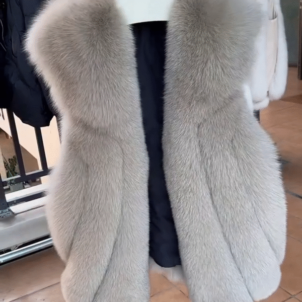 Luxury Grey Faux Fur Sleeveless Jacket for Women