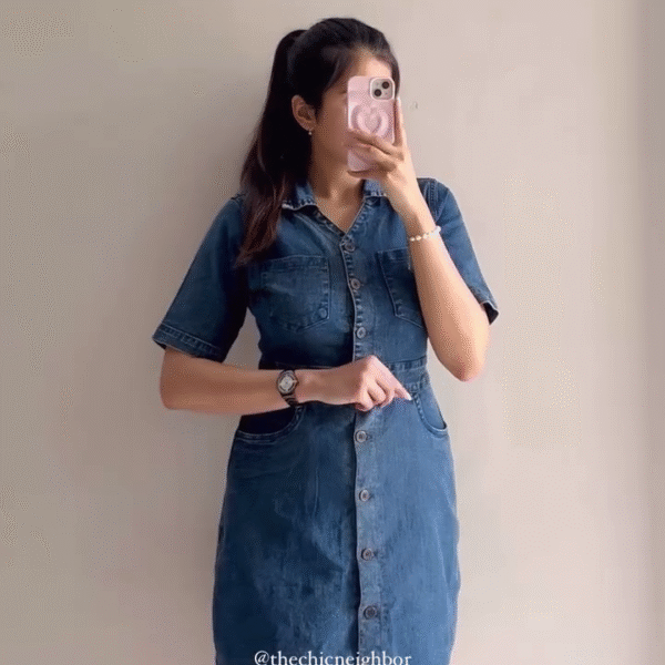 Classic Button-Down Denim Dress