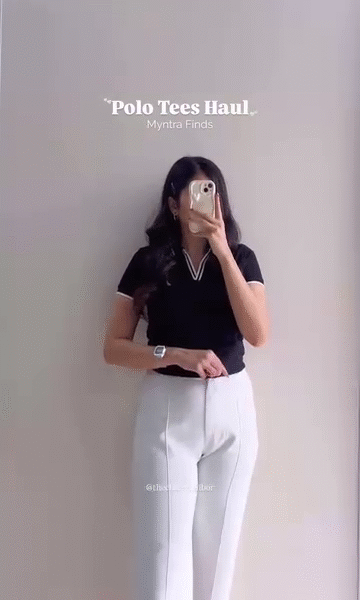 Classic Black Polo Tee with White Collar
