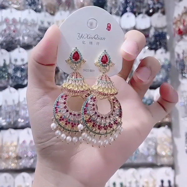 Gold-Plated Kundan & Pearl Jhumka Earrings
